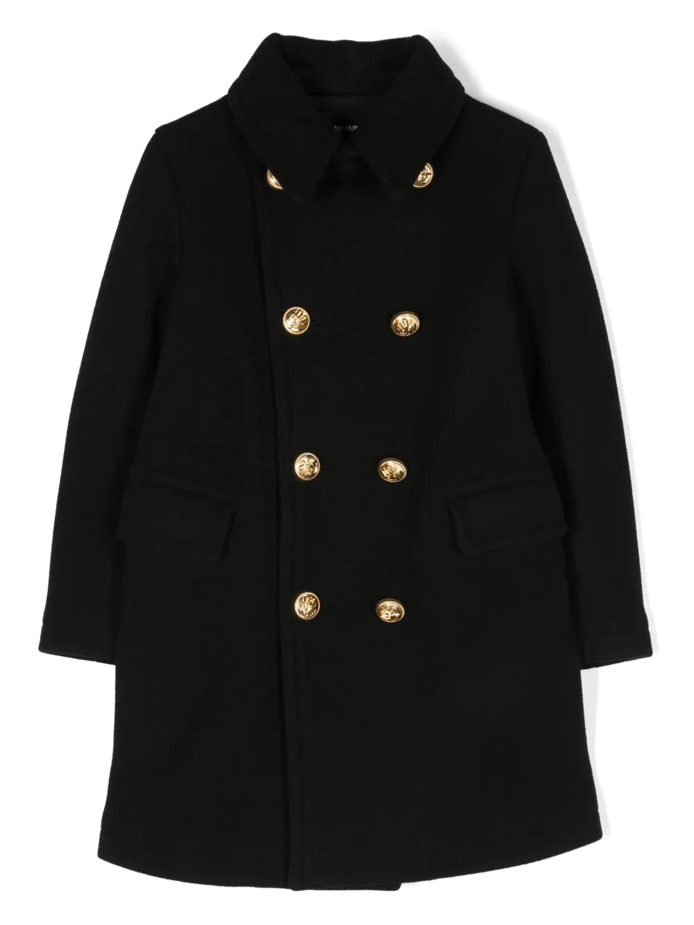 

Двубортное шерстяное пальто DSQUARED2 KIDS, черный