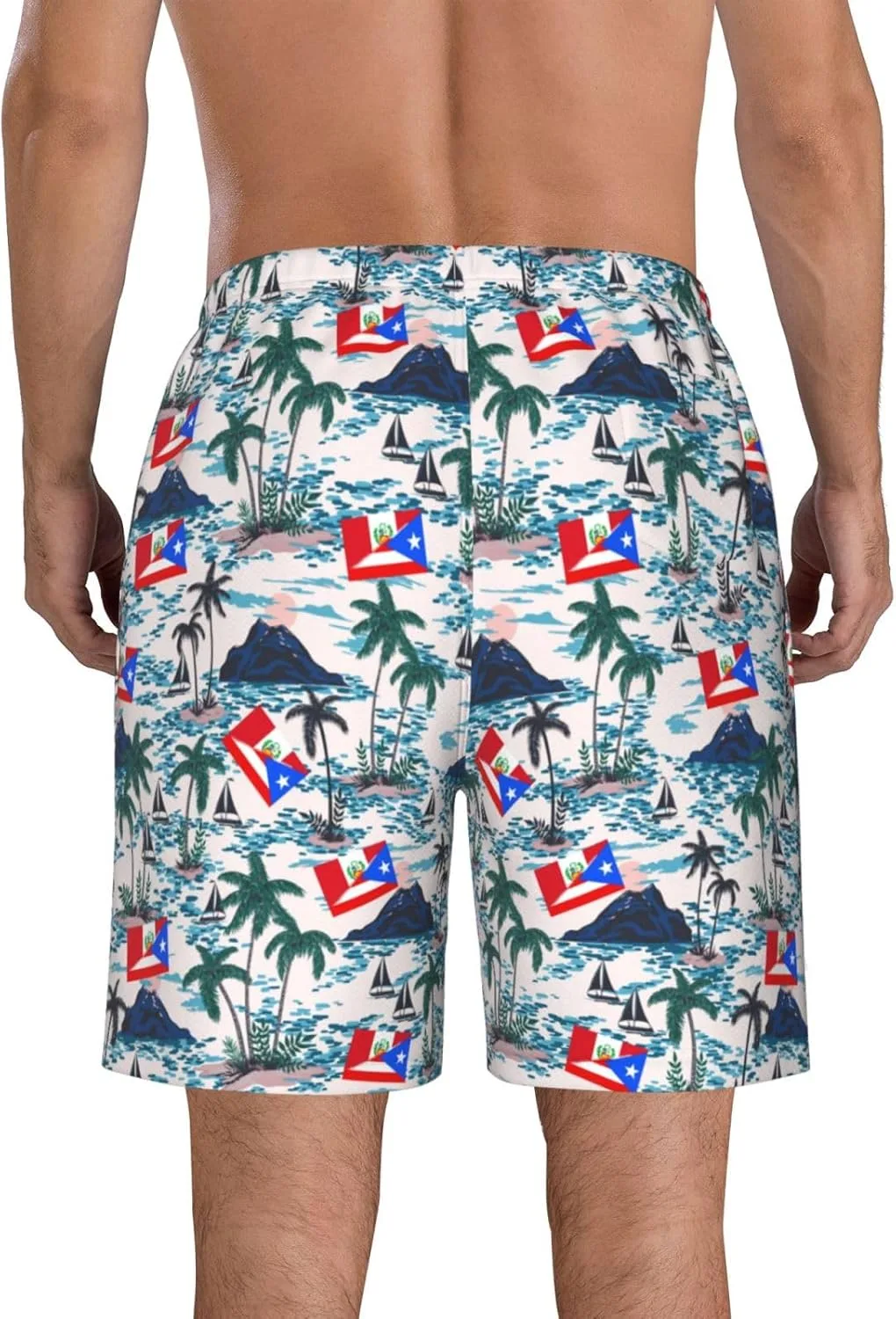 Мужские плавки с флагом Пуэрто-Рико и Перу Generic, белый — фото 4