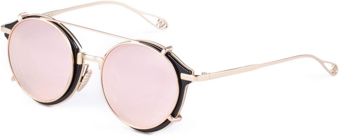 

Солнцезащитные очки Dollger с двойными линзами, накладными линзами, не откидывающимися оправами, круглые, в стиле стимпанк, для мужчин и женщин, C3:pink Mirror Lens+gold Frame