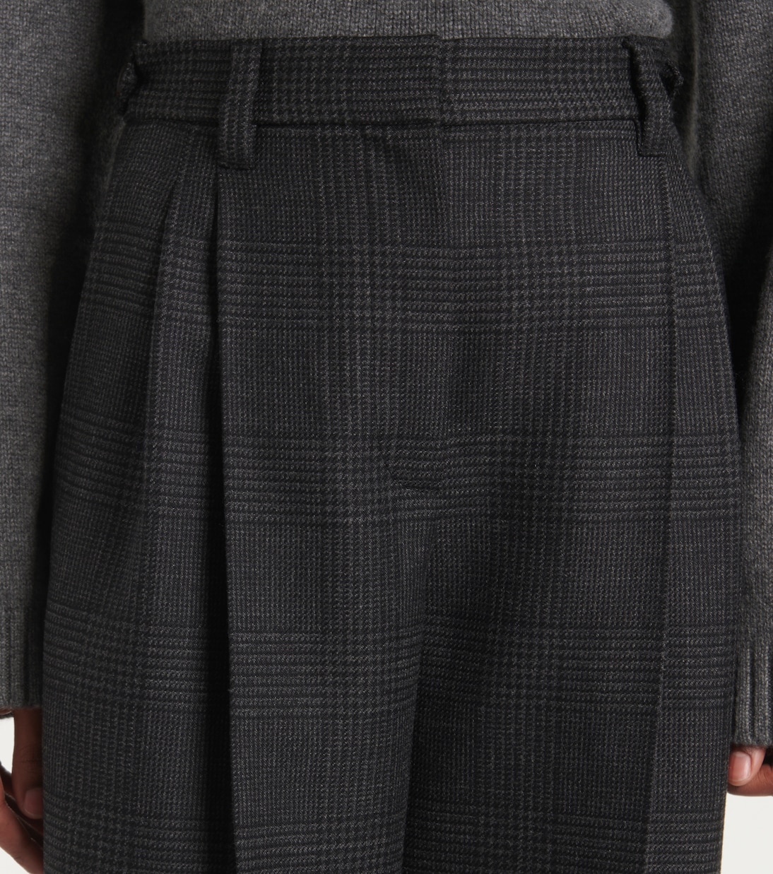 Широкие шерстяные брюки с высокой талией Brunello Cucinelli, Dark Grey — фото 4