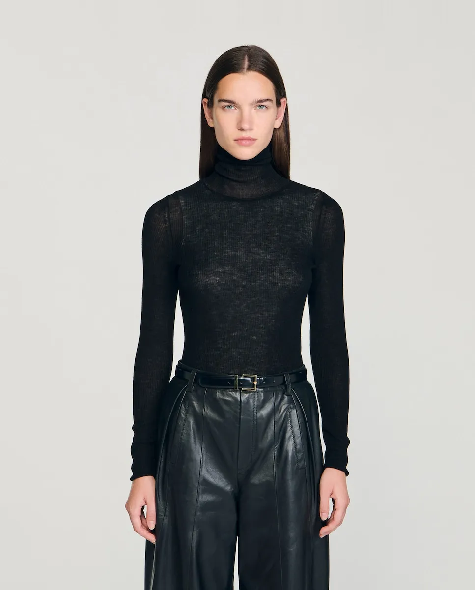 

Женский джемпер с высоким воротником 2 в 1 Sandro, черный