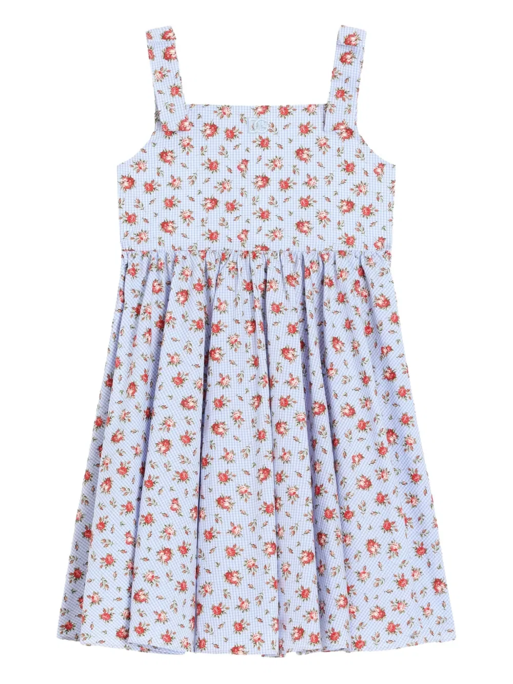 Платье с присборенным цветочным принтом Dolce & Gabbana Kids, синий