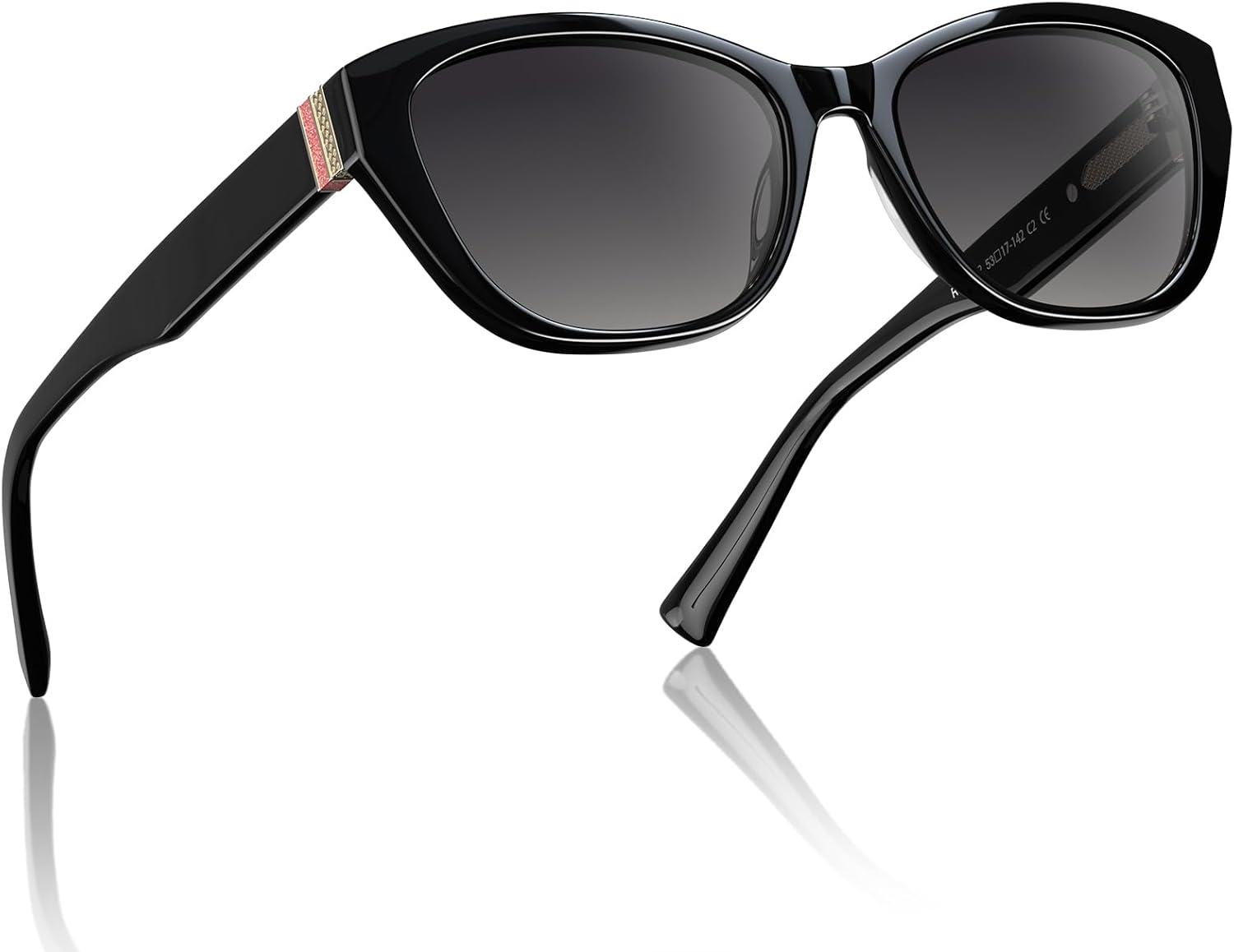 

Поляризованные солнцезащитные очки AVAWAY «кошачий глаз» для женщин — ретро-винтажная оправа из ацетата, дизайнерские очки с защитой от УФ-излучения UV400, C2: Black Garnet / Gradient Grey Lens