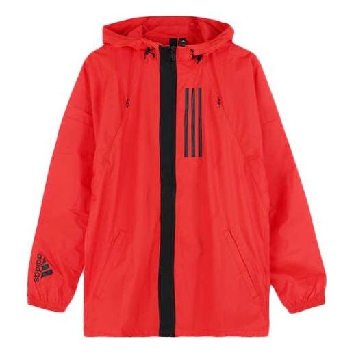 

Куртка w.n.d. jkt casual sports hooded woven jacket pink red fluorescence Adidas, красный