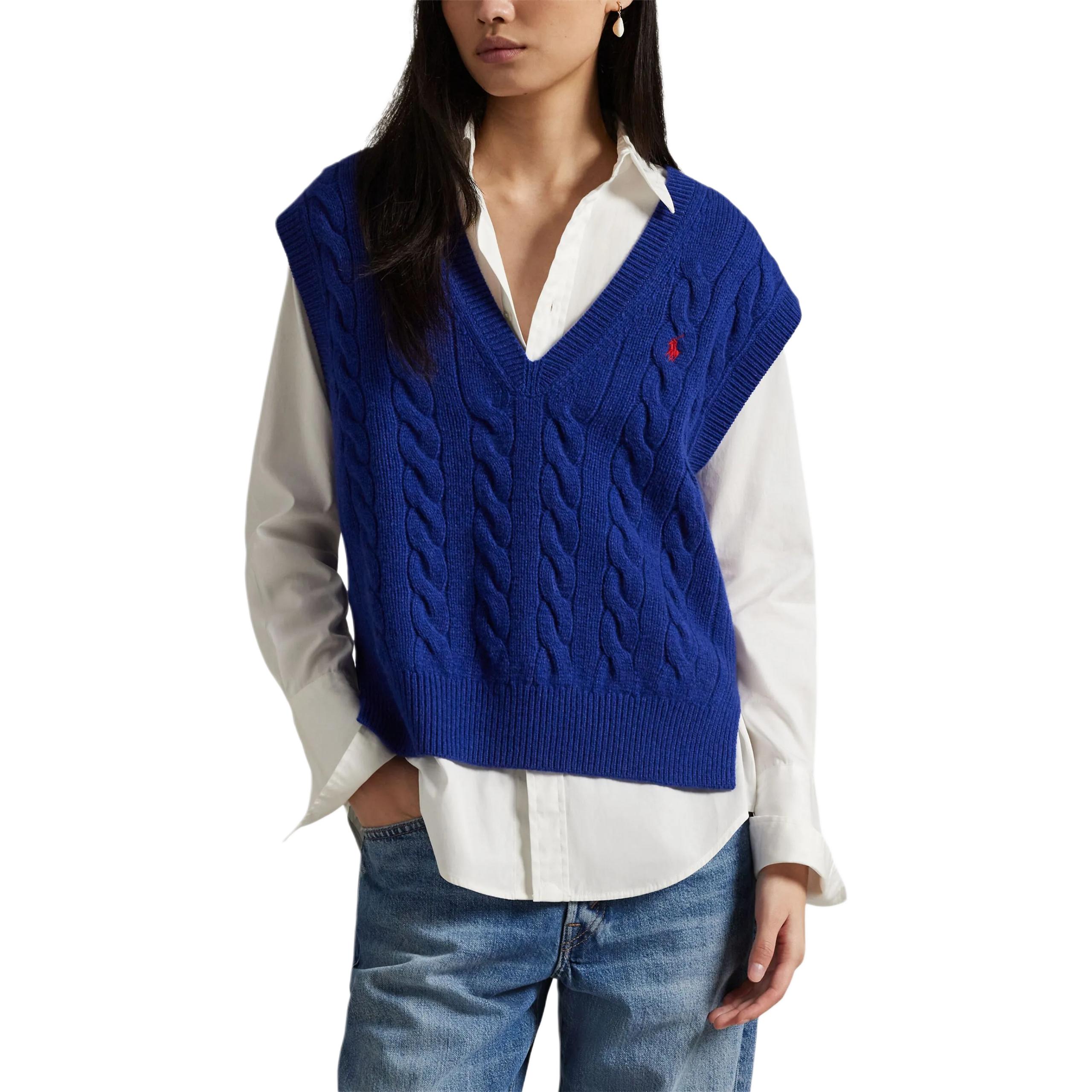 

Вязаный жилет с V-образным вырезом Polo Ralph Lauren, темно-cobalt