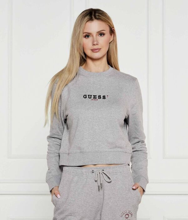 

Свитшот женский Guess Jeans хлопковый укороченный, серый
