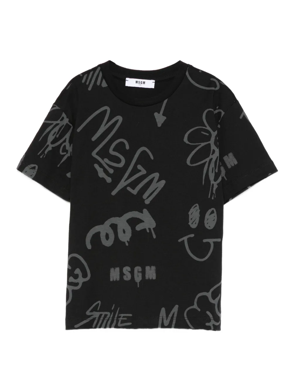 

Футболка с принтом граффити MSGM Kids, черный