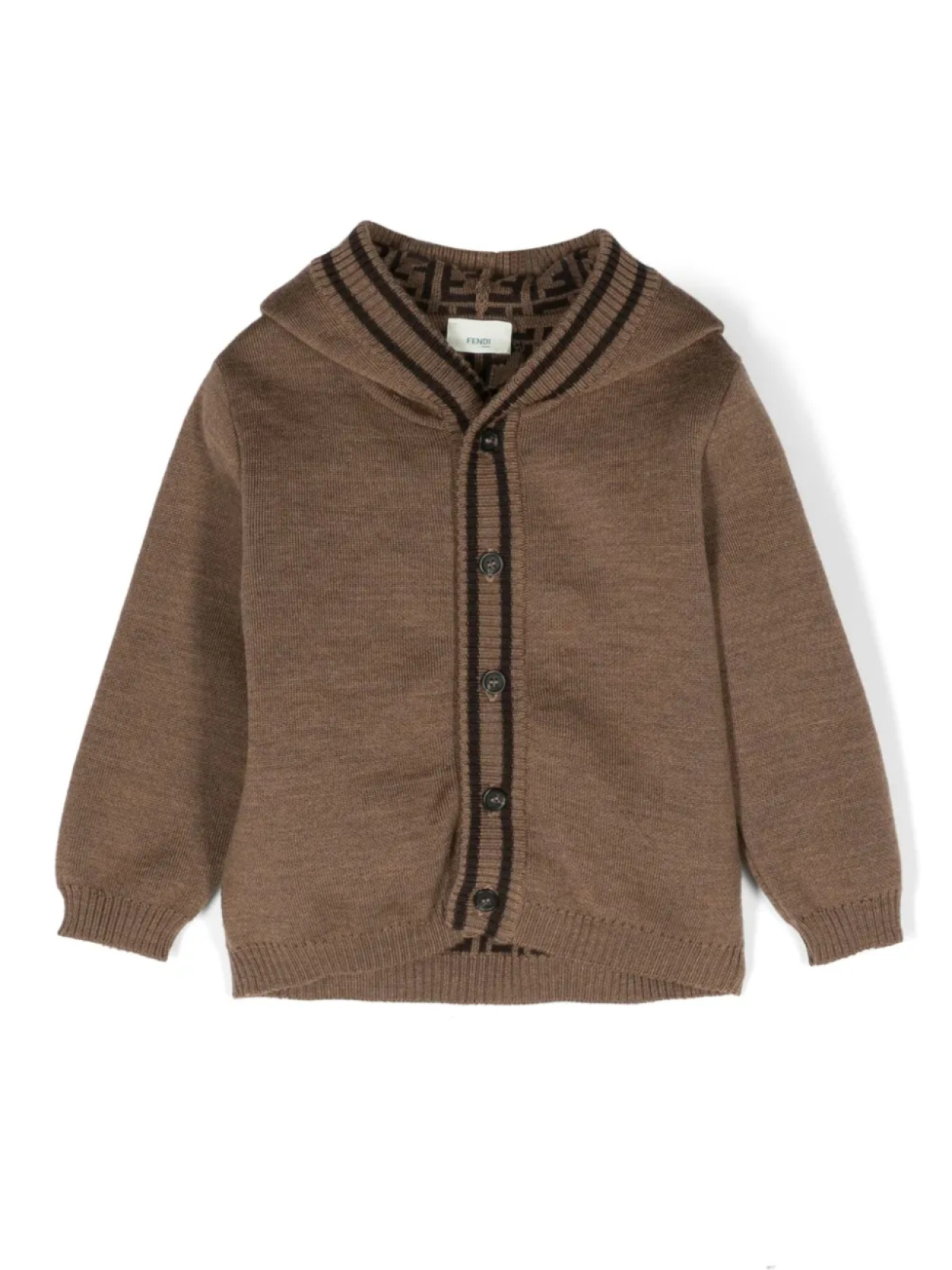 

Кардиган с капюшоном и логотипом FF Fendi Kids, коричневый