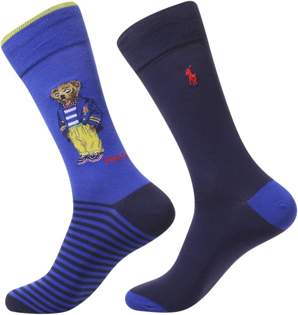 

Polo Ralph Lauren мужские носки с медведем и мартини, 2 пары, Royal/Bermuda Bear