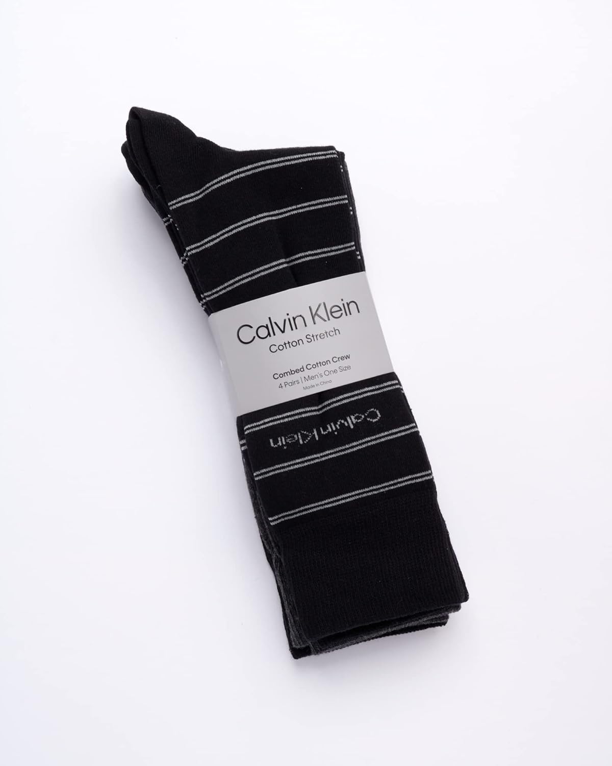 Мужские носки Calvin Klein под повседневную одежду - 4 пары мягких хлопковых носков длиной до щиколотки для мужчин, для повседневного делового и официального ношения, Black Stripe — фото 2