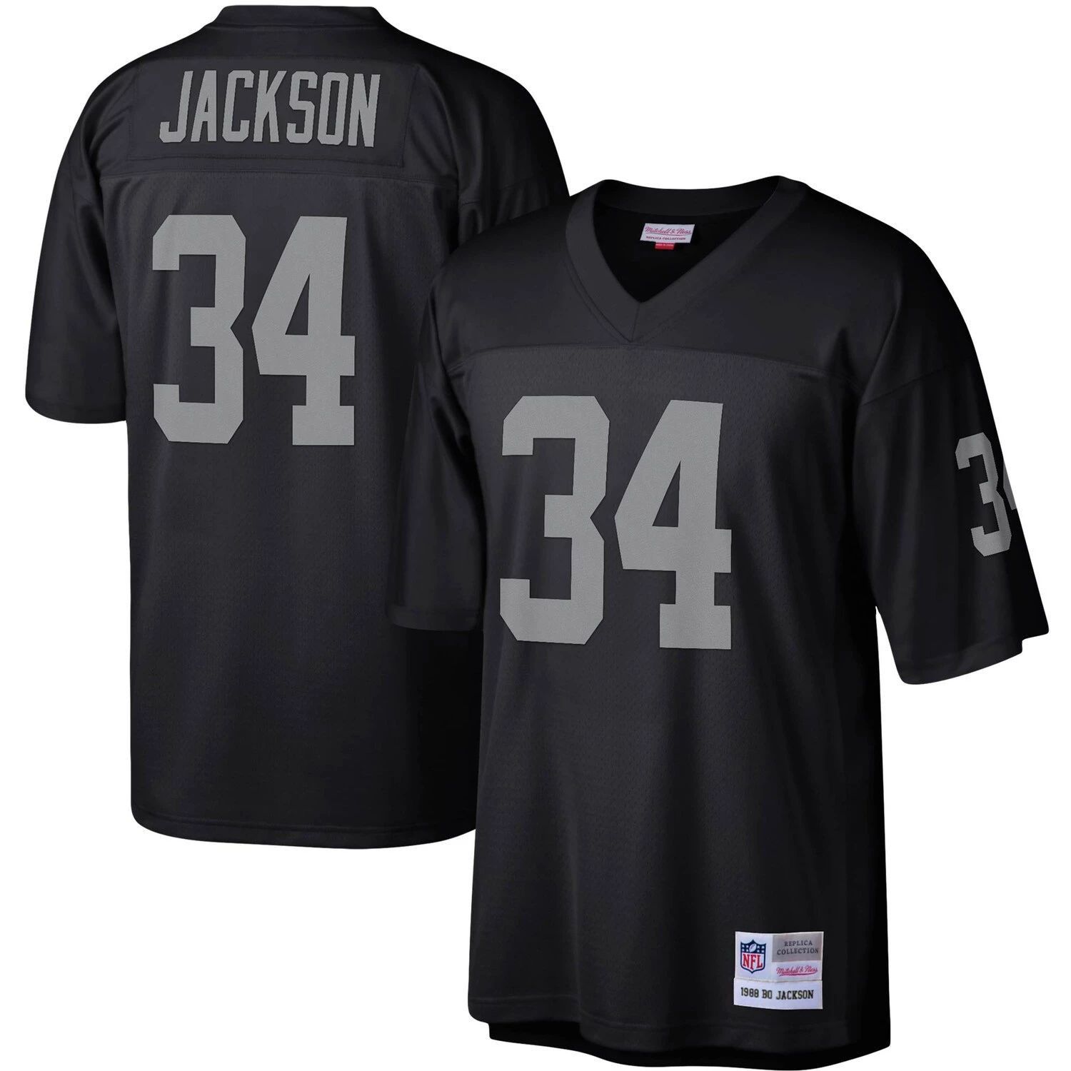 

Мужская черная футболка Mitchell & Ness Bo Jackson Las Vegas Raiders Legacy Replica, Черный, Мужская черная футболка Mitchell & Ness Bo Jackson Las Vegas Raiders Legacy Replica