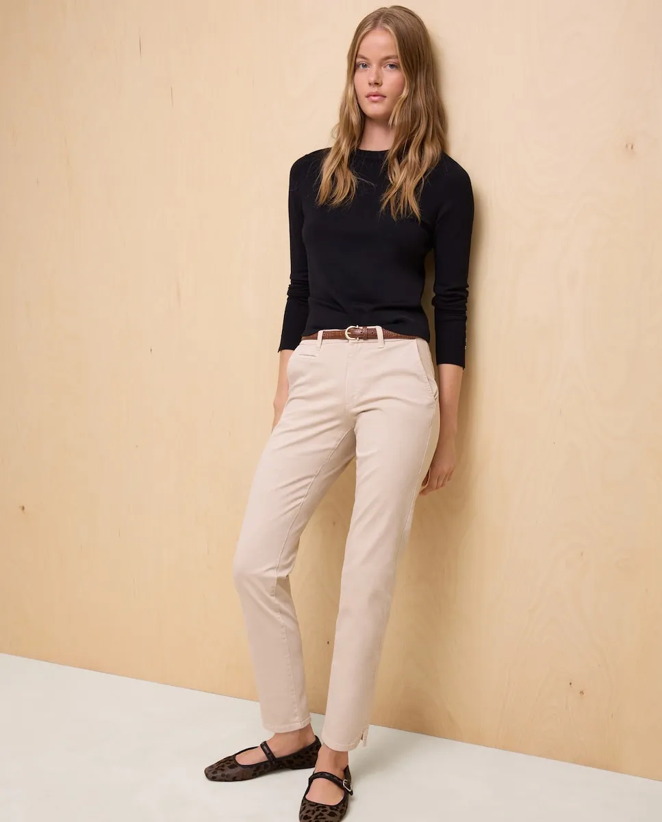 

Женские брюки на китайской ткани с поясом Easy Wear, бежевый