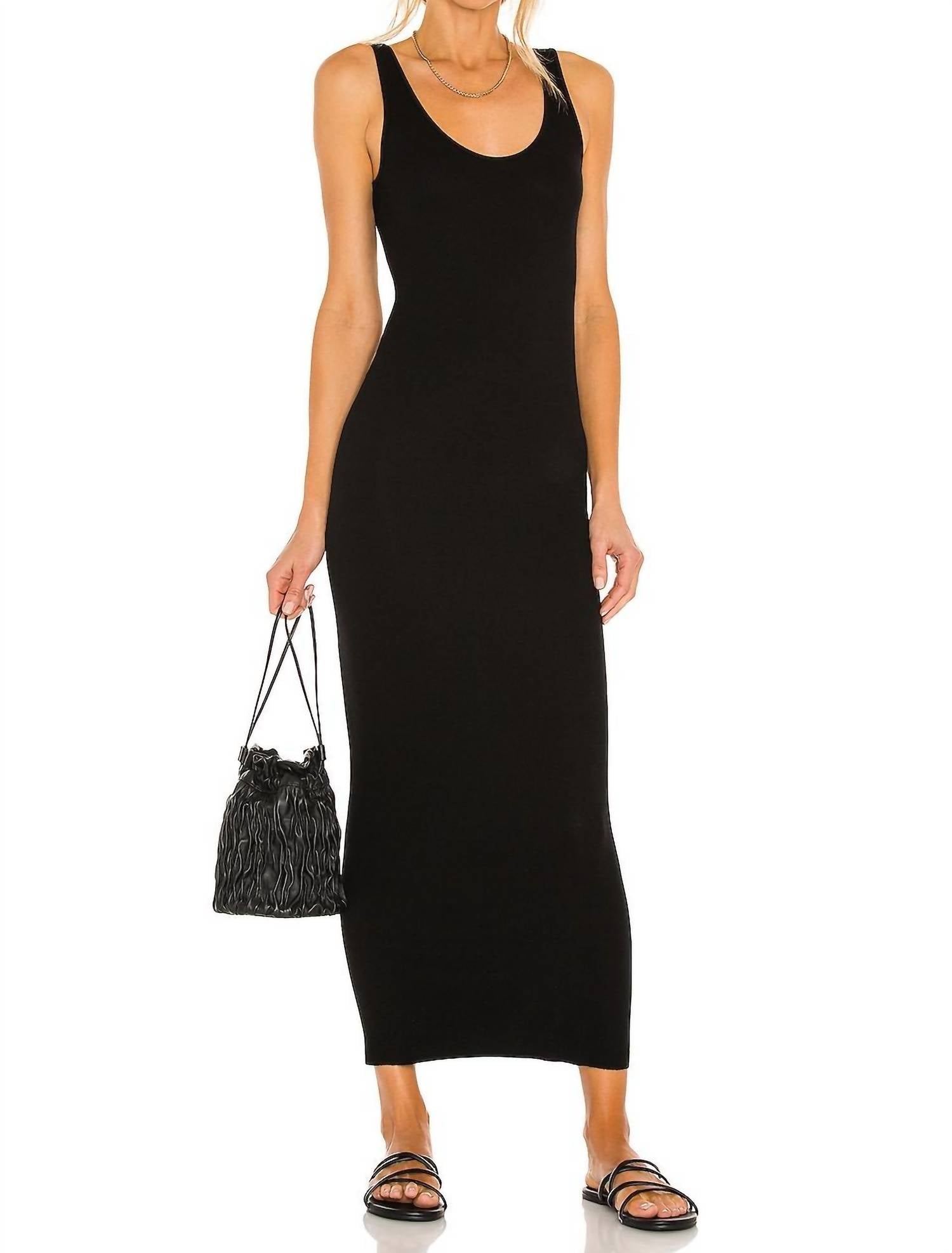 

Шелковое трикотажное макси-платье-майка черное Enza Costa