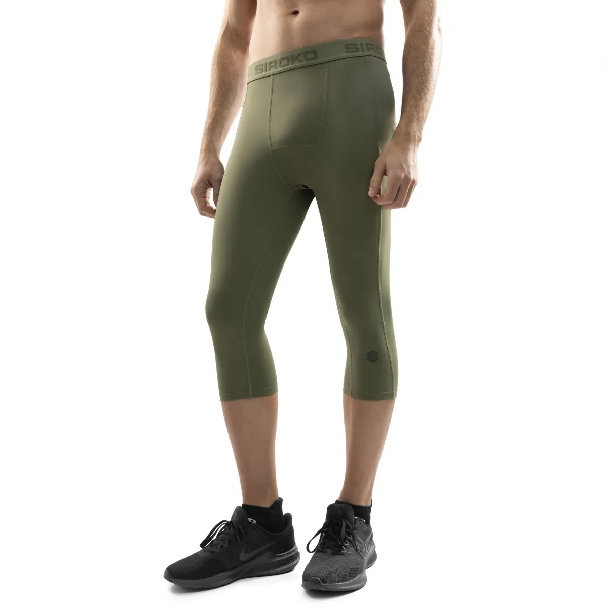 

Мужские спортивные тайтсы для тренажерного зала и бега - Siroko, военный зеленый