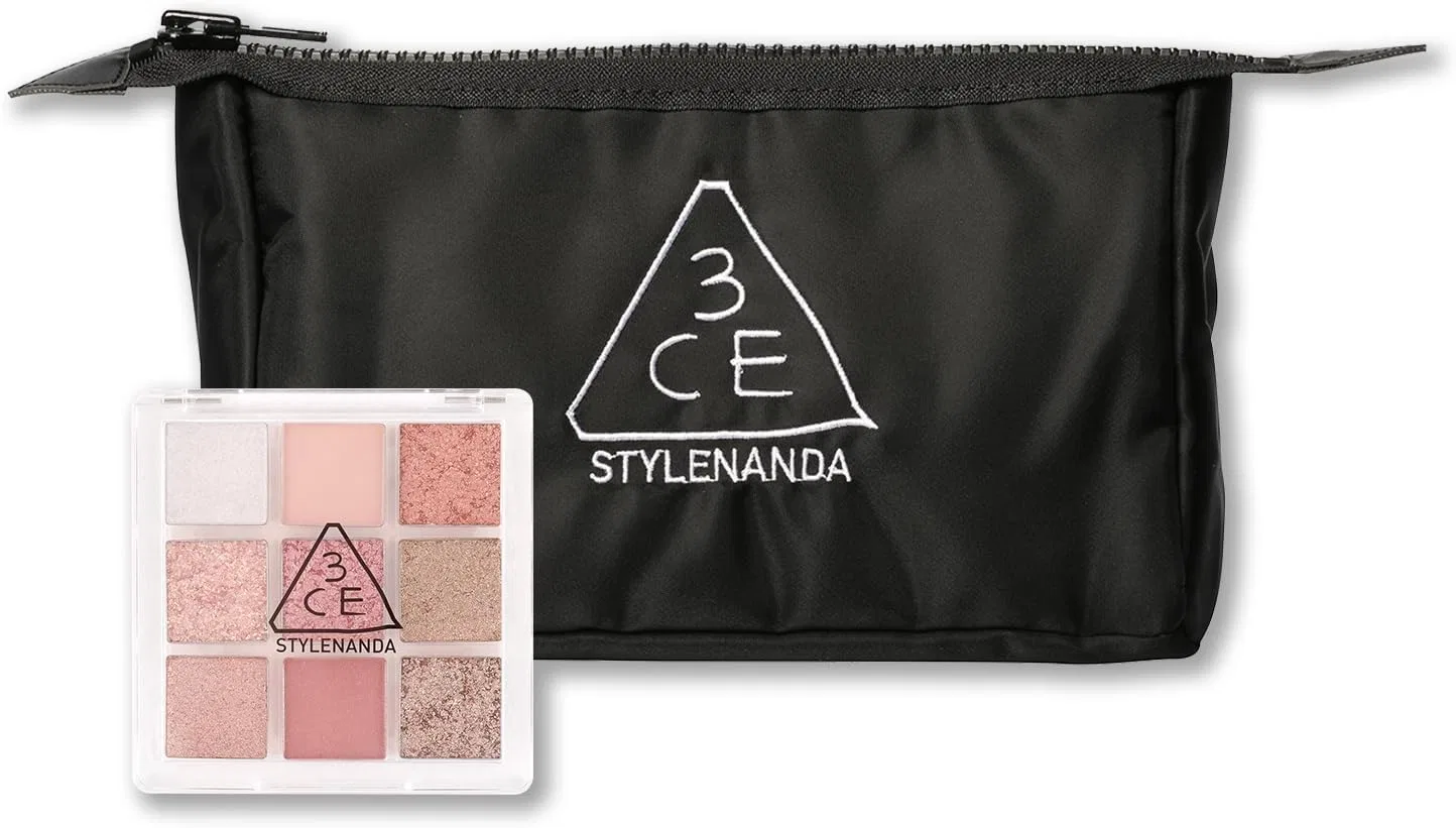 Палетка теней для век 3CE Multi Eye Color Palette J Delight Full Glitter + косметичка