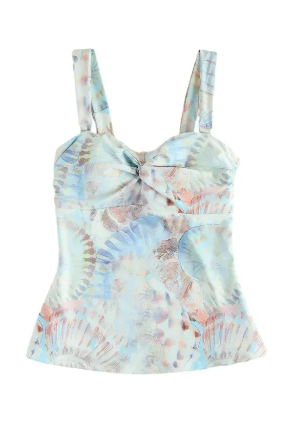 Топ-танкини с бандо и широкими бретелями для контроля живота Next, pastel blue shell, пастельно-голубой