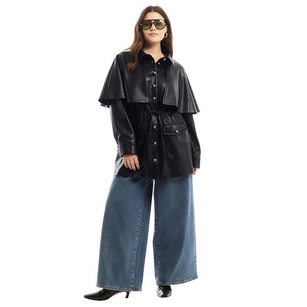 

Куртка-пелерина из искусственной кожи June + vie для женщин plus size June & Vie