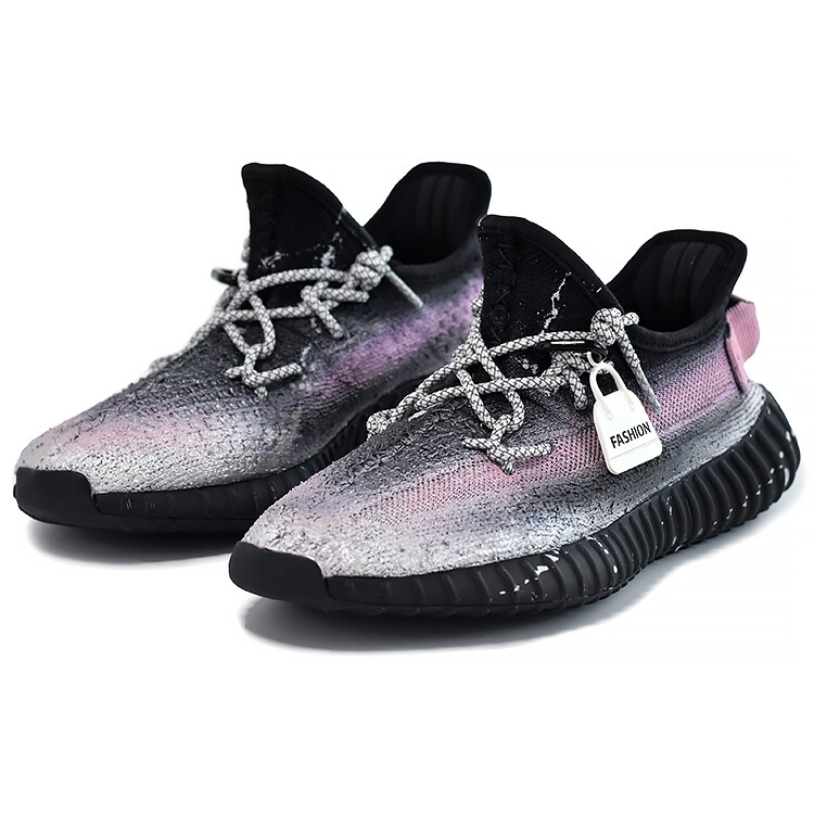 Кроссовки adidas originals Yeezy Boost 350 V2 Lifestyle Shoes Unisex Low-top Black/silver/pink, черный — фото 3