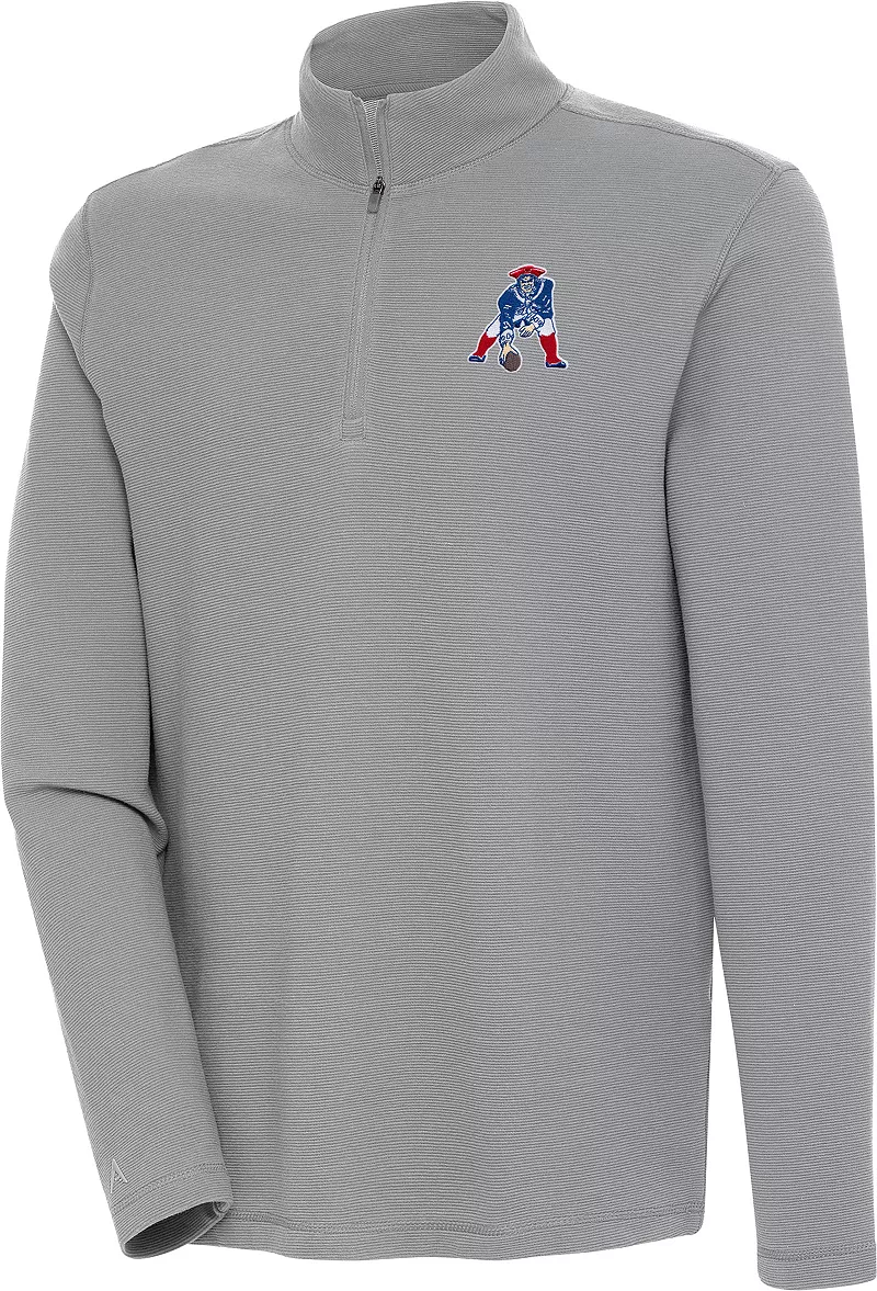 

Мужской серый пуловер с молнией в четверть Antigua New England Patriots Shore Bunker