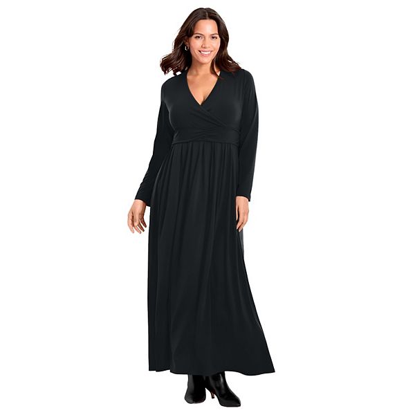 

Женское платье-макси с запахом и расклешенным подолом plus size Avenue, Black