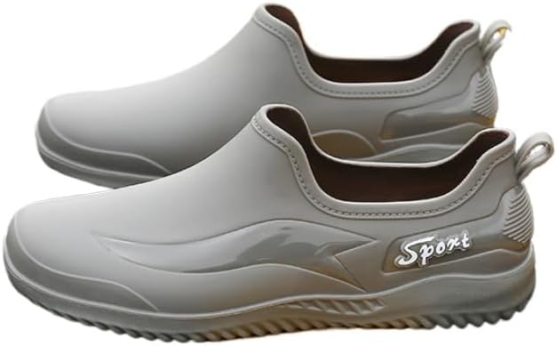 

Мужские стильные короткие резиновые сапоги Hhhchpm - без застежек, противоскользящие, водонепроницаемые ботинки, удобная обувь на дождливую погоду для всех сезонов, серый