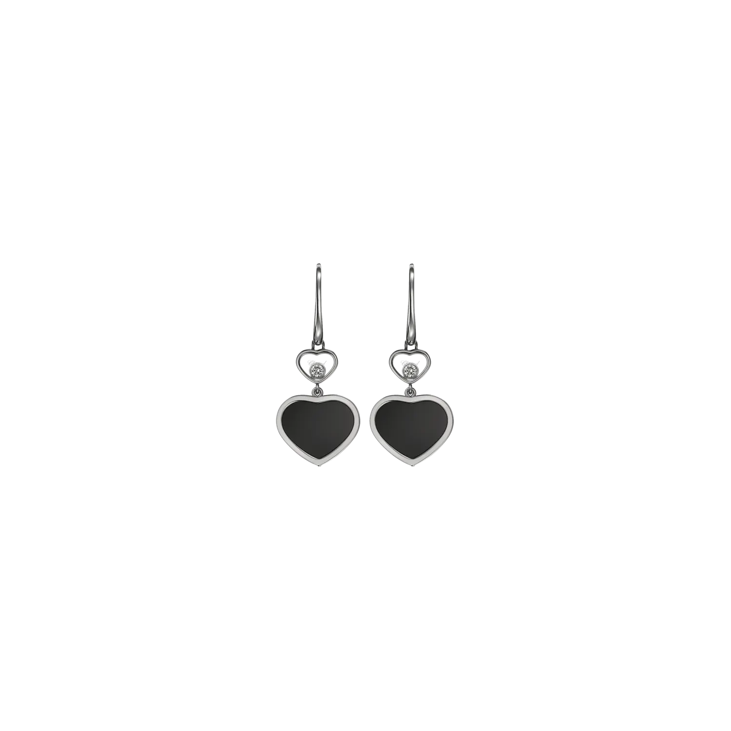 

Серьги Chopard Happy hearts из белого золота с бриллиантами и ониксом