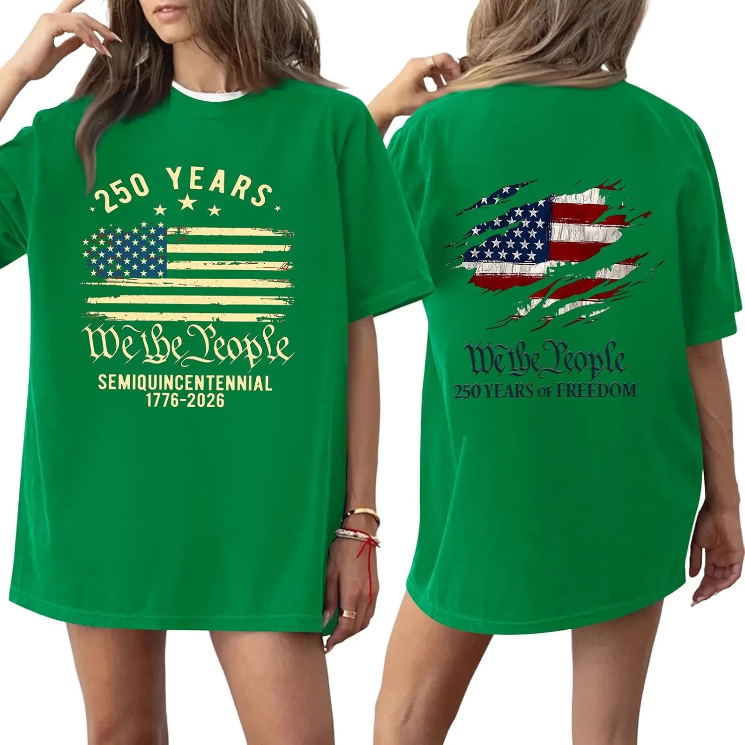 Блуза женская с принтом, Patriotic, короткий рукав, 2-green