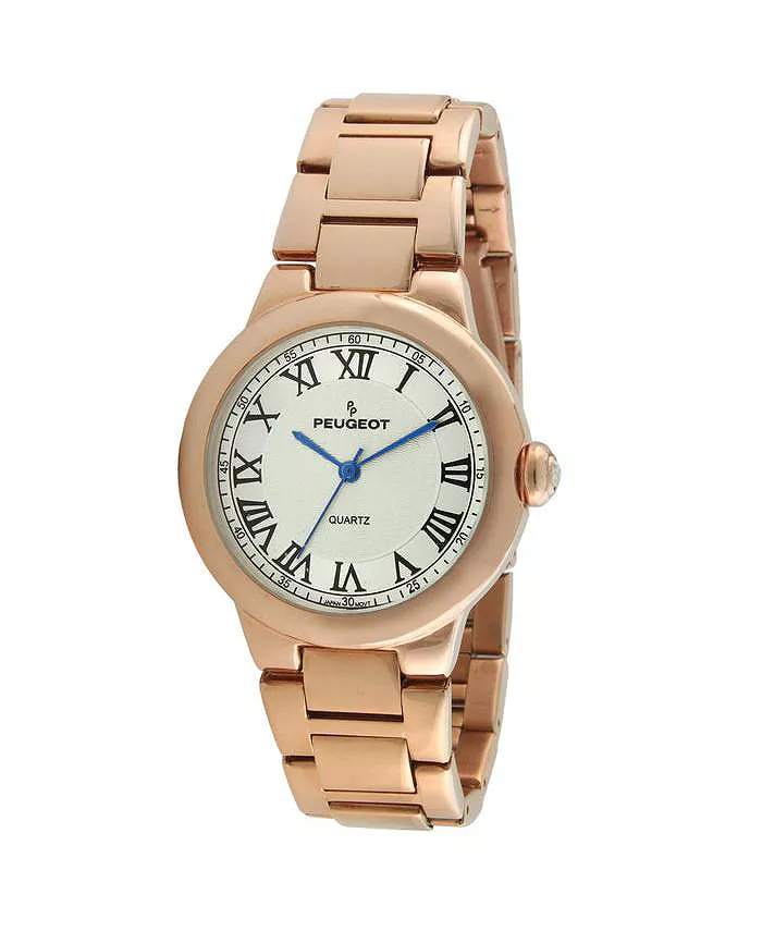 

Женские часы с круглым корпусом 36 мм Tank на стальном браслете с розовым золотым покрытием Peugeot, золотой