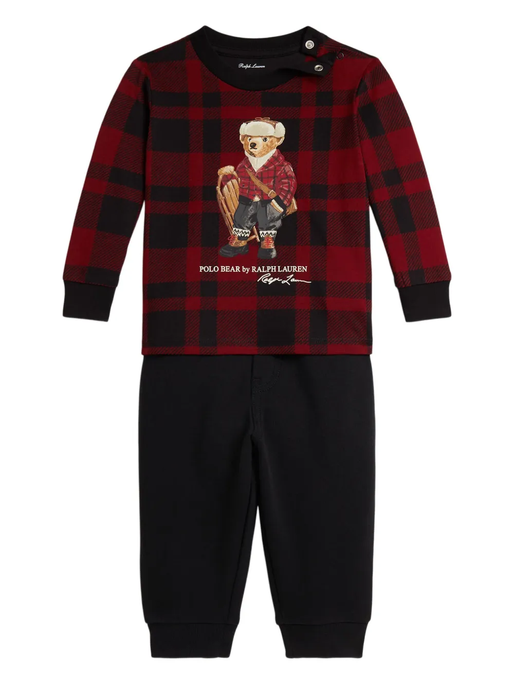 

Клетчатый комплект из топа и брюк с логотипом POLO RALPH LAUREN KIDS, красный