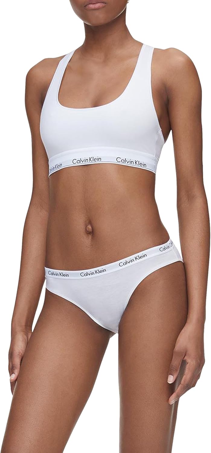 Женские трусики-бикини Calvin Klein Carousel Logo из хлопка и эластичного хлопка, 3 пары, Black/White/Grey Heather — фото 2