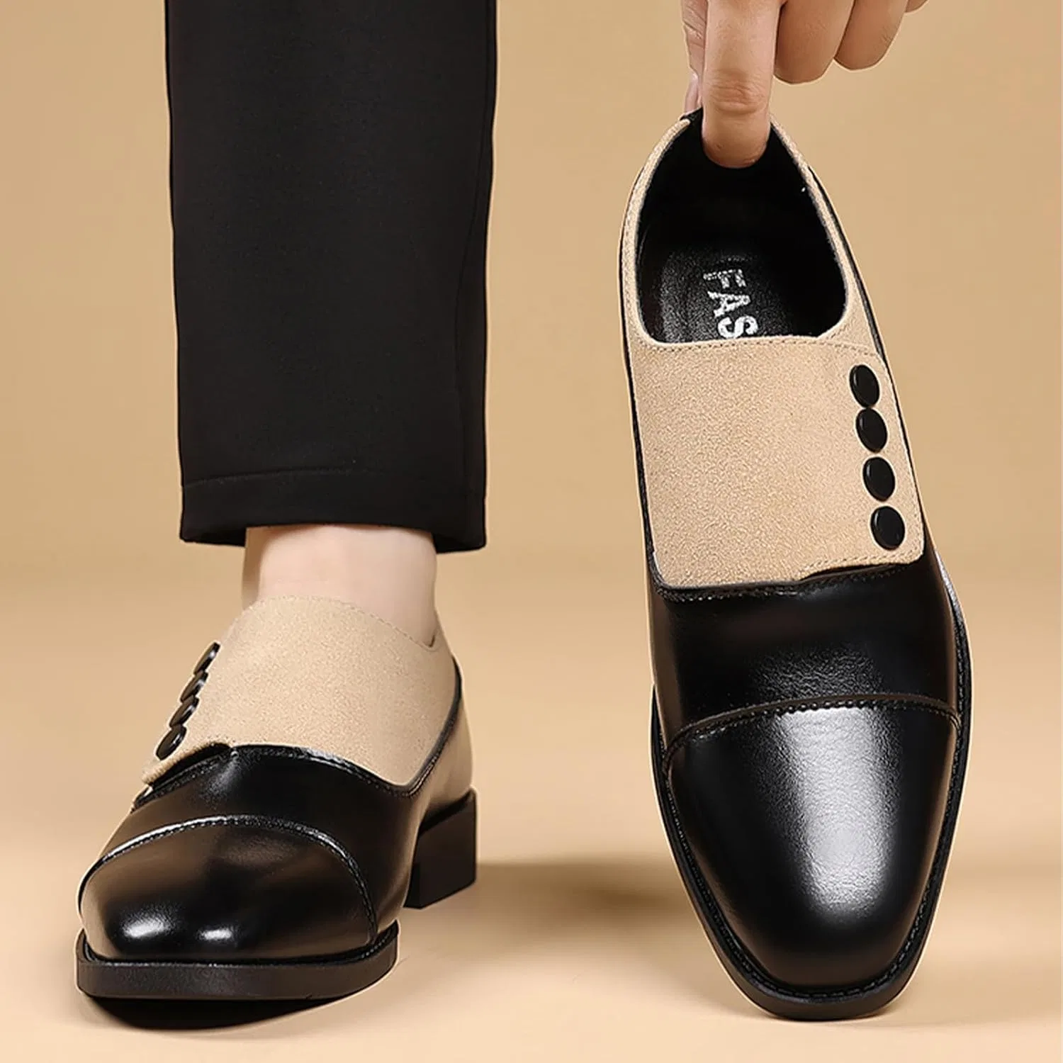 Лоферы на низком каблуке, без бренда, модель Plain Toe Chunky Heel Loafer Shoes, желтый HSGKSINEG — фото 3