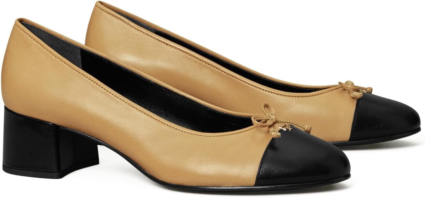 Туфли 45 mm Cap-Toe Pump Tory Burch, цвет Ginger Shortbread/Perfect Black
