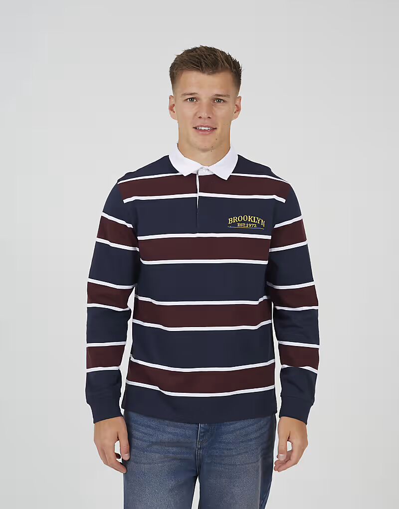 

Полосатая рубашка для регби темно-синего цвета Brave Soul, Синий, Полосатая рубашка для регби темно-синего цвета Brave Soul