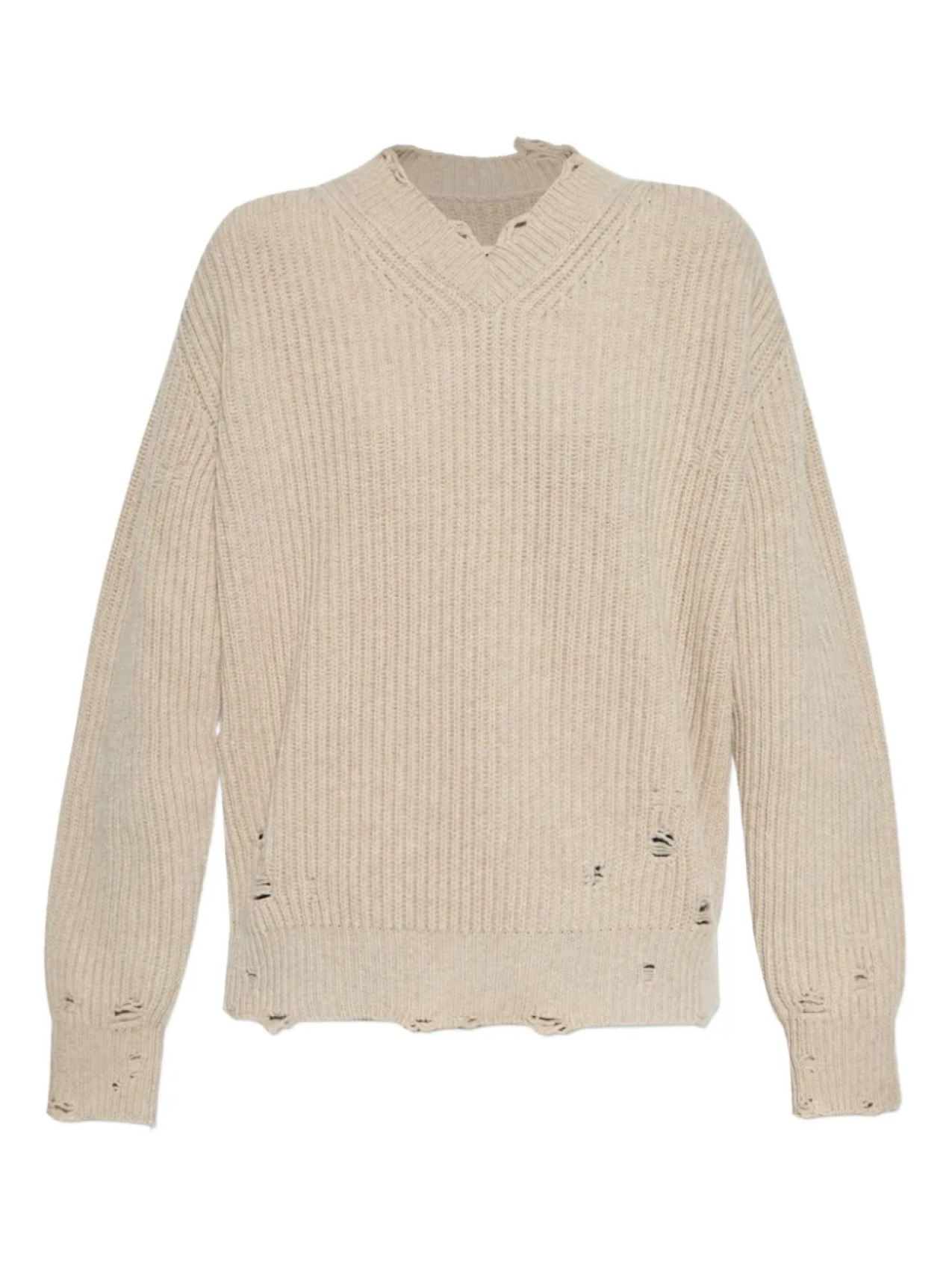 

MM6 Maison Margiela свитер в рубчик с эффектом потертости, нейтральный