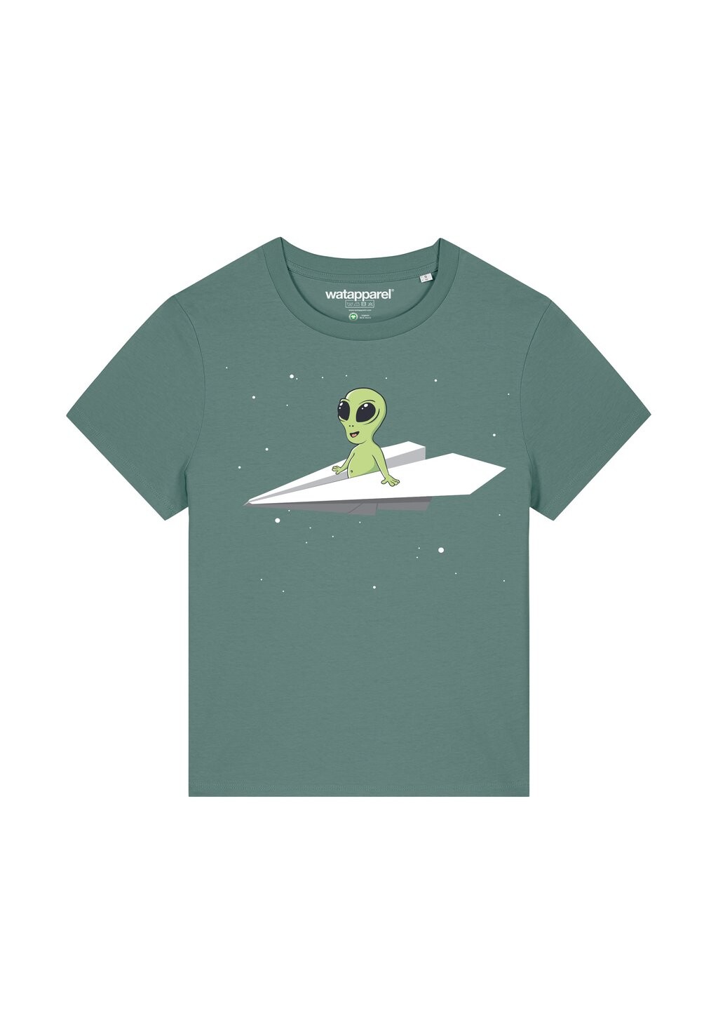 

Футболка с принтом ALIEN ON A PAPER PLANE watapparel, темно-зеленый