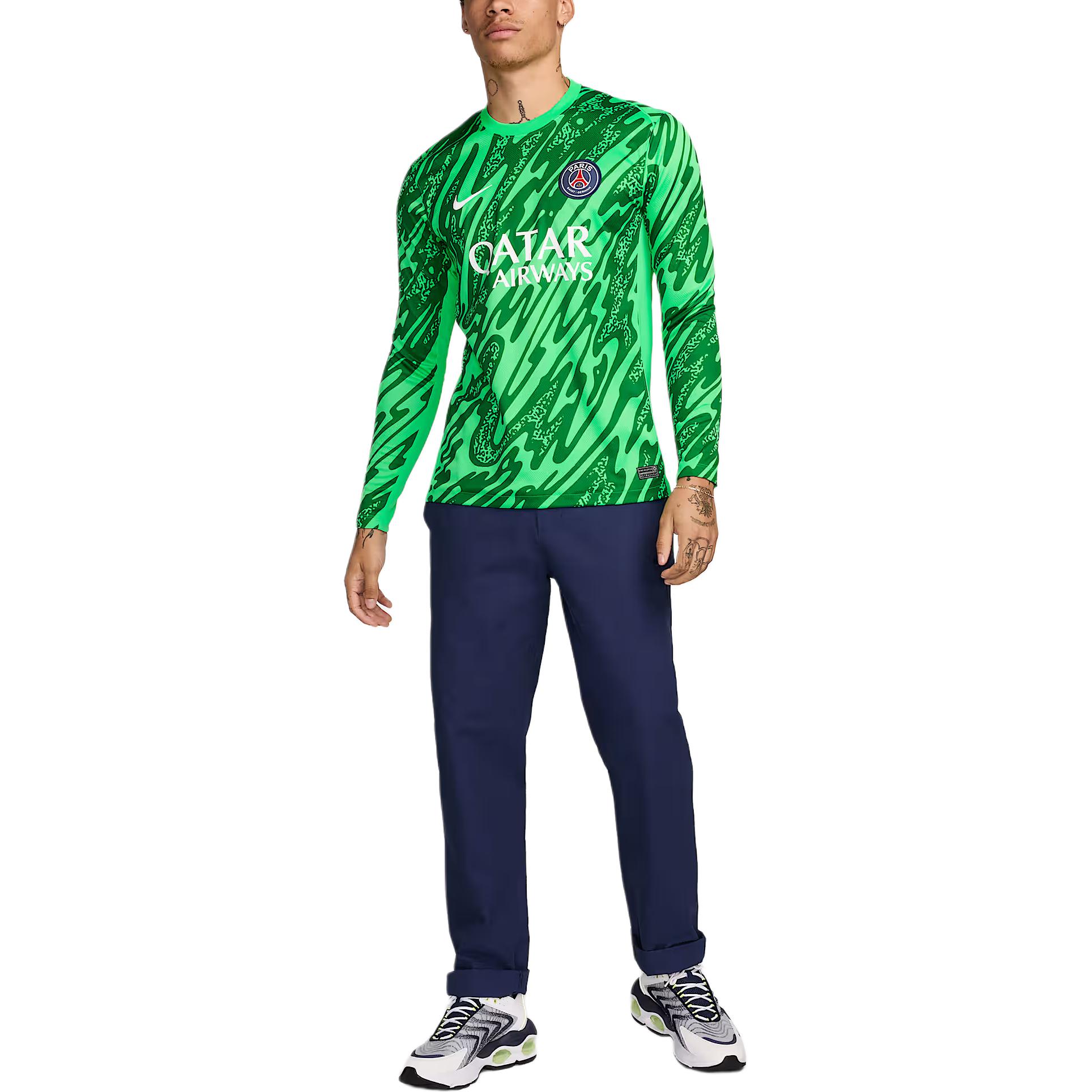 Футболка вратаря Paris Saint Germain 2024/25 Stadium мужская реплика с длинным рукавом Dri FIT Nike, зеленый — фото 4
