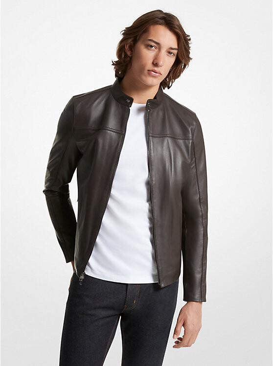 

Кожаная куртка-гонщик Michael Kors Mens, коричневый
