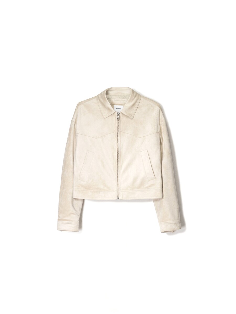 

Межсезонная куртка Bershka, экрю, Белый, Межсезонная куртка Bershka, экрю