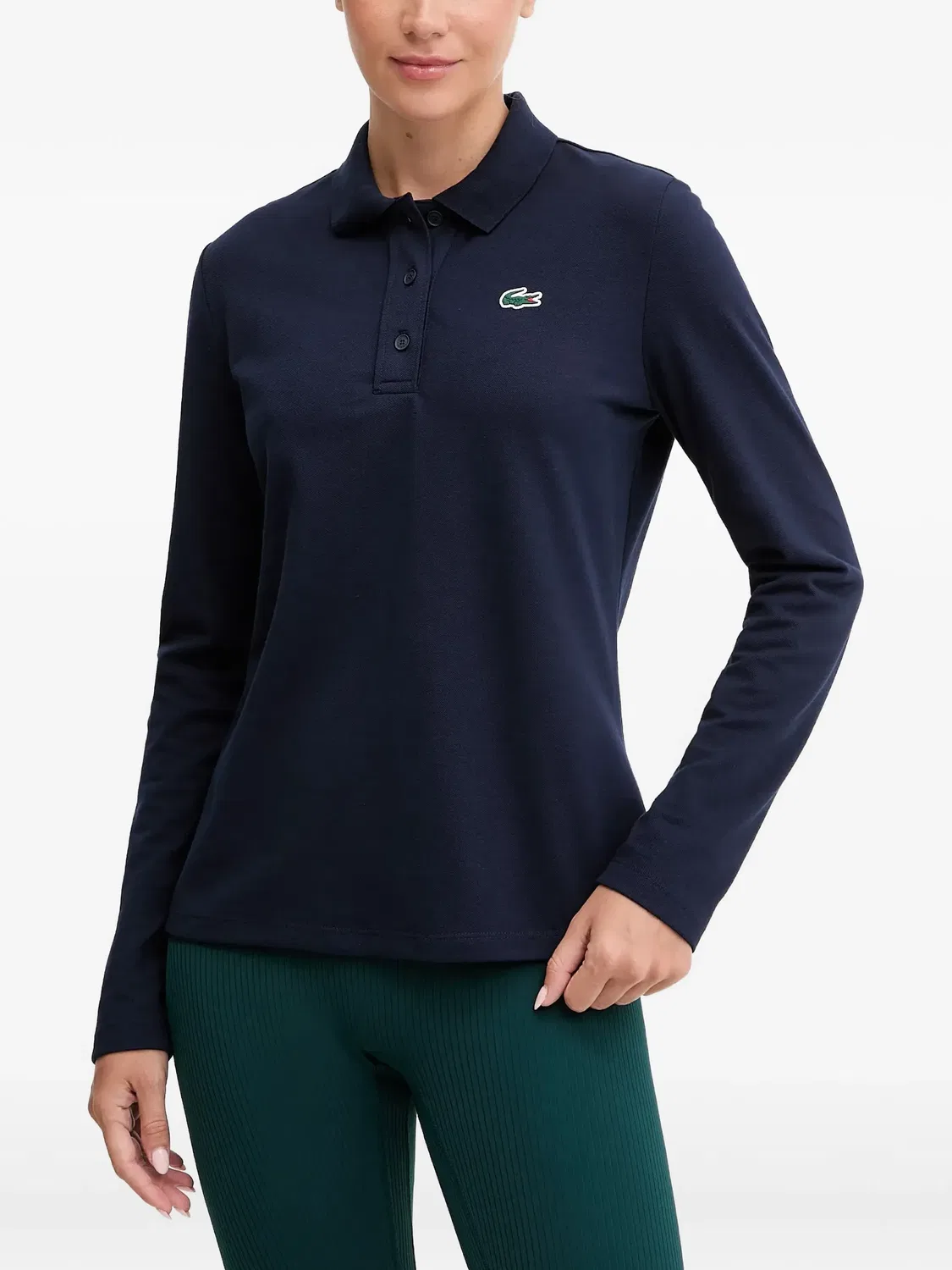 Рубашка поло Lacoste с длинными рукавами, темно-синий