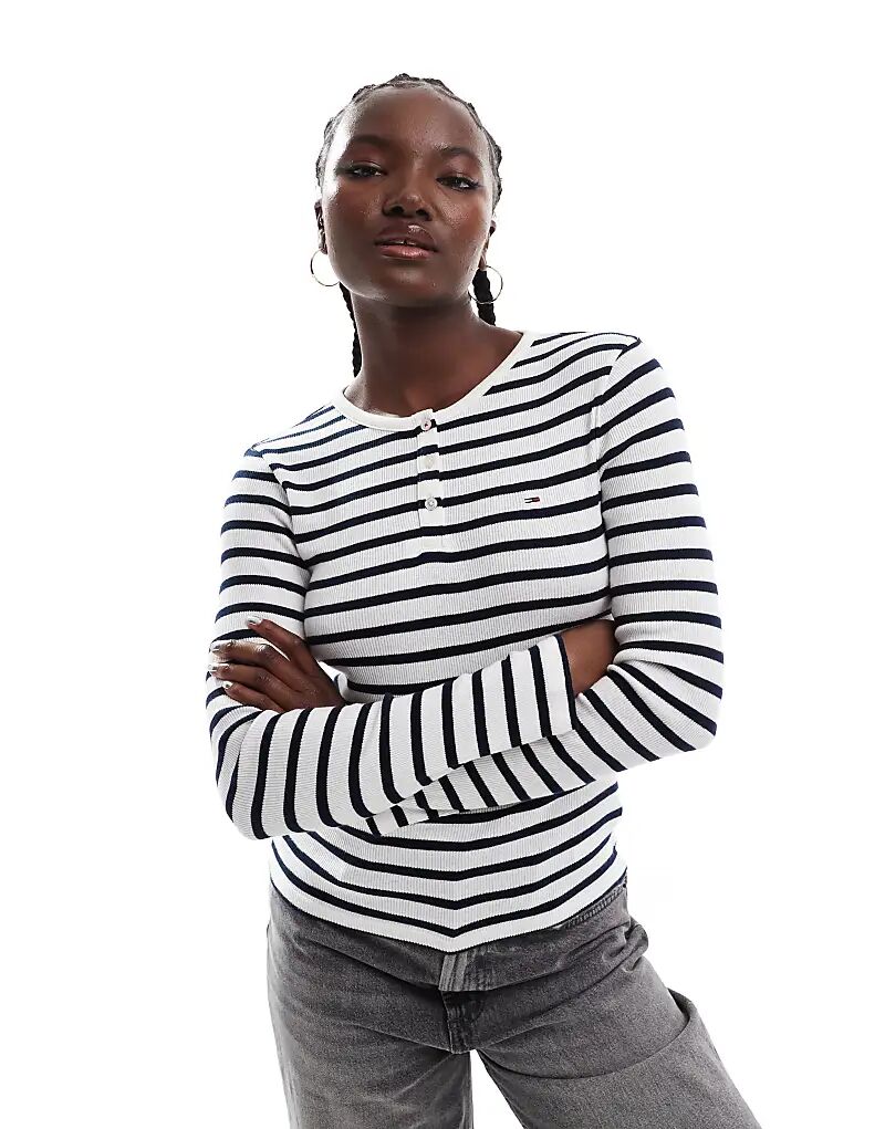 

Футболка с длинными рукавами в рубчик, многоцветная Tommy Jeans