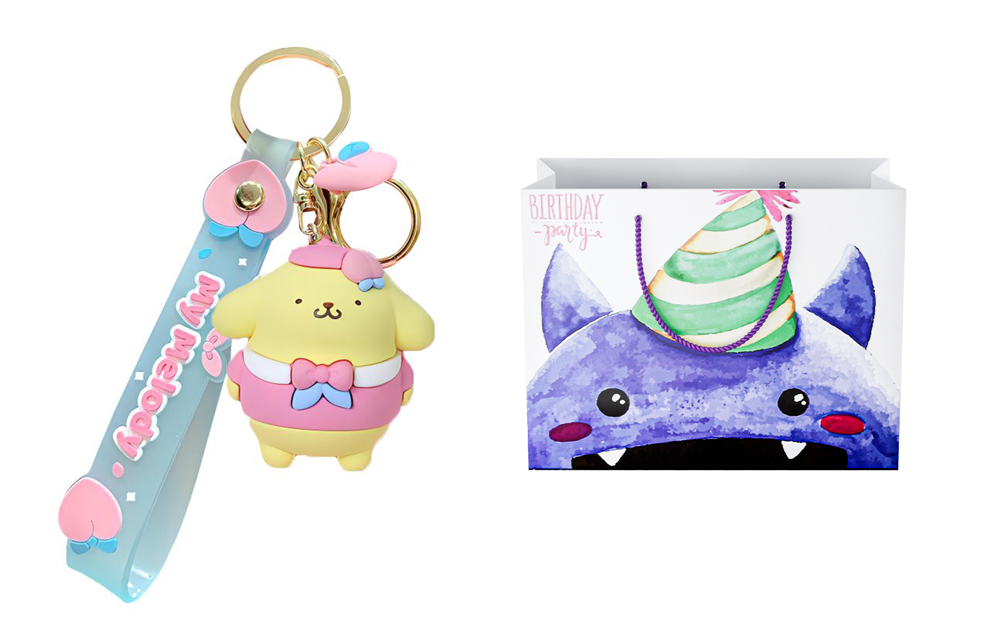 

Sanrio Кулон Hello Kitty My Melody из ПВХ унисекс, Pompompurin+Exquisite Shopping Bag A