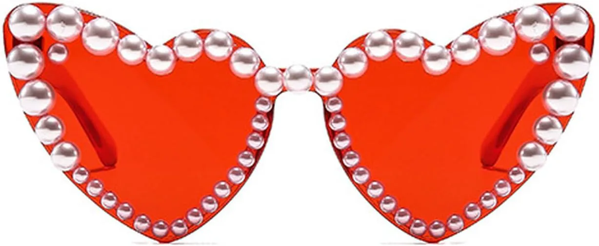 

Солнцезащитные очки Laureles без оправы в форме сердца с жемчужными вставками для женщин, винтажные солнцезащитные очки в стиле Y2K, для отдыха на природе и пляже, C2