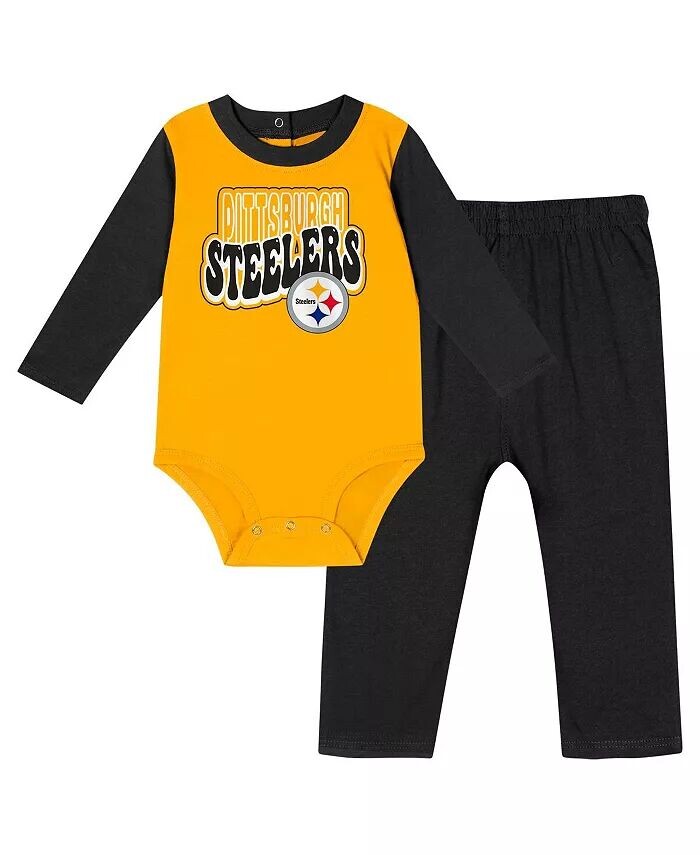 

Комплект из черного боди и брюк Pittsburgh Steelers Double Up с длинными рукавами для мальчиков и девочек Outerstuff