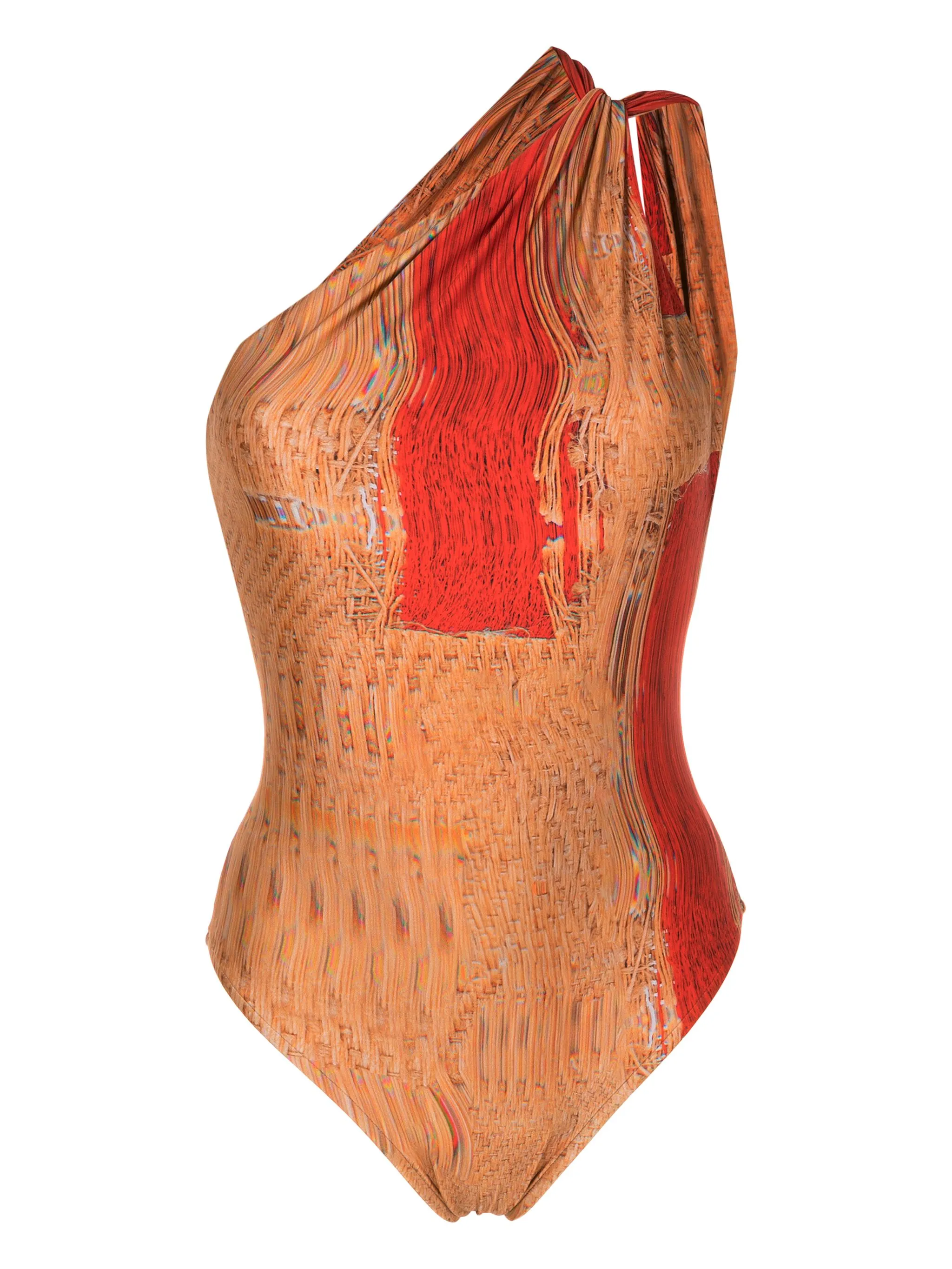 

Купальник на одно плечо с принтом Lenny Niemeyer, коричневый