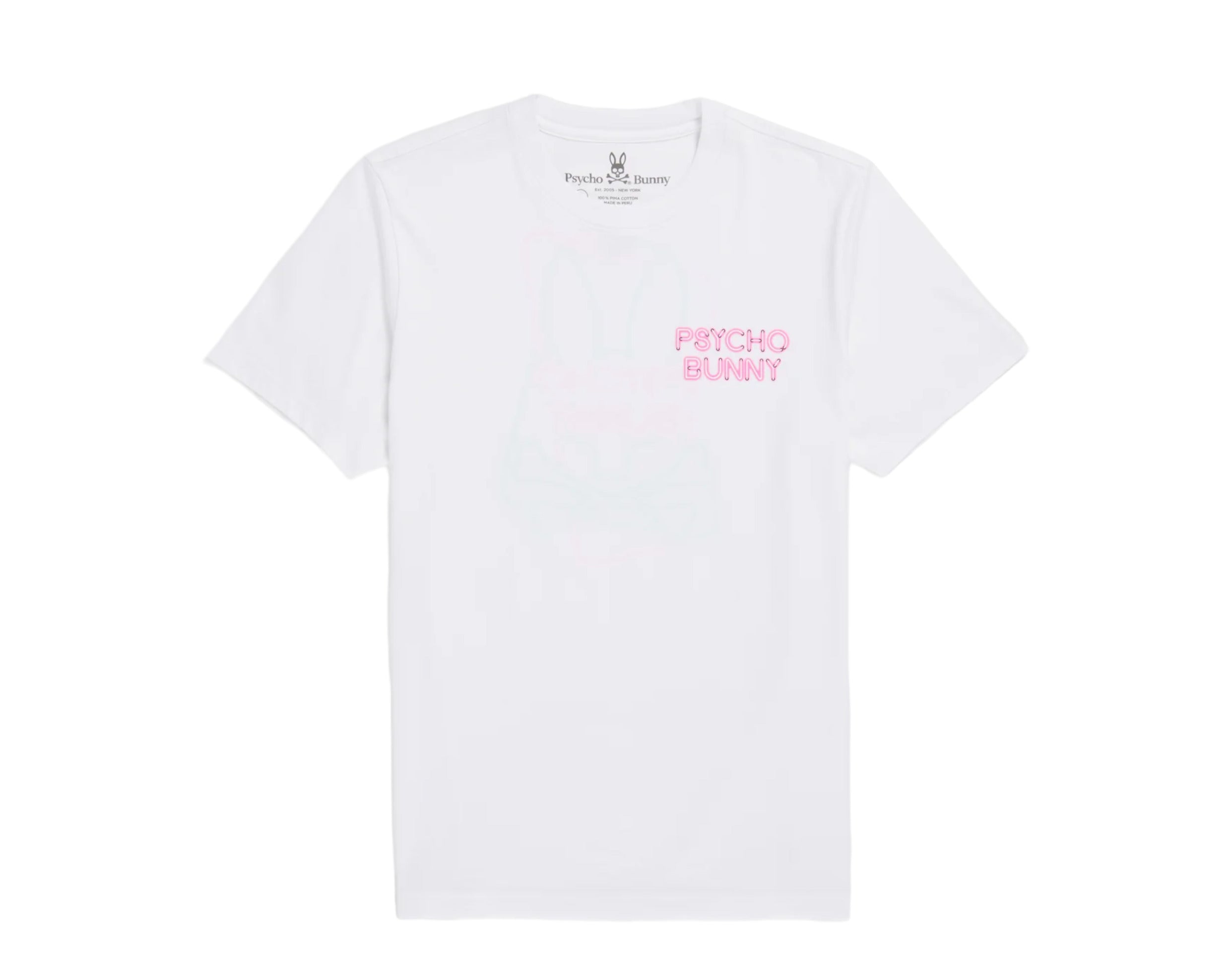 

Мужская футболка Psycho Bunny Claude Graphic Tee белая/неоновая B6U842X1PC-WHT