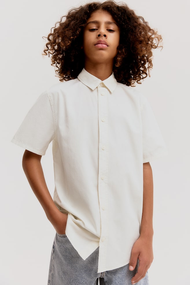 

Рубашка из хлопка с короткими рукавами H&M, белый