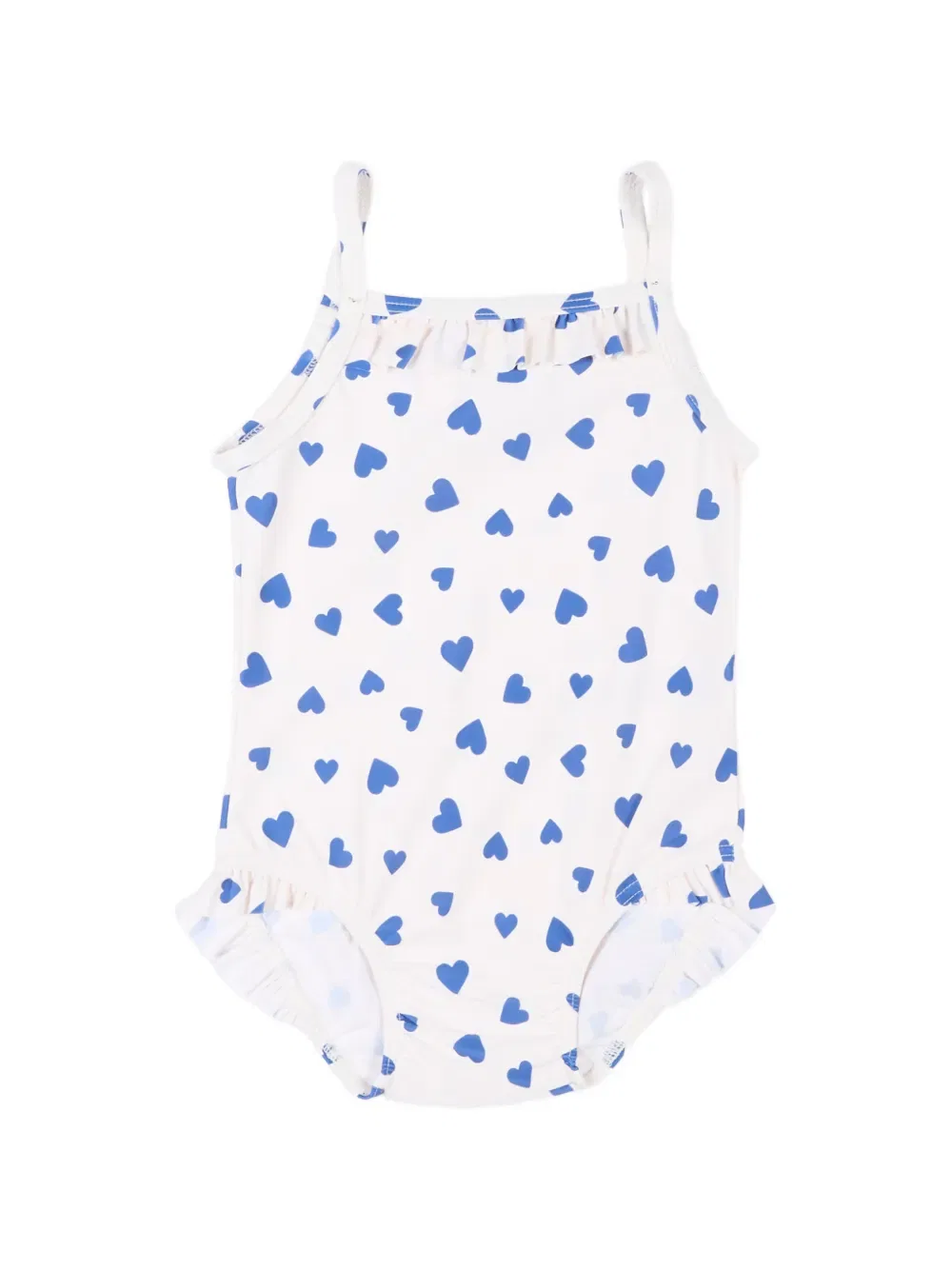 Купальник с оборками и узором в виде сердечек Petit Bateau, белый