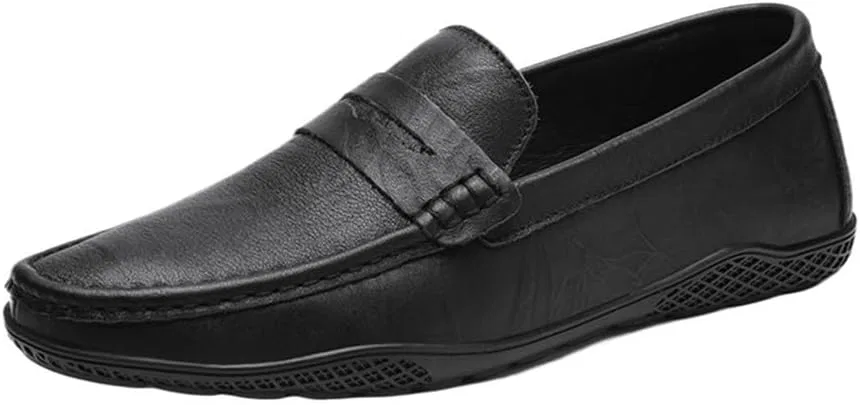 Туфли лоферы мужские PU Round Toe Classic Stitching Details Comfortable Flexible Anti-Slip Shoes, Black DHFIRUFSHLO