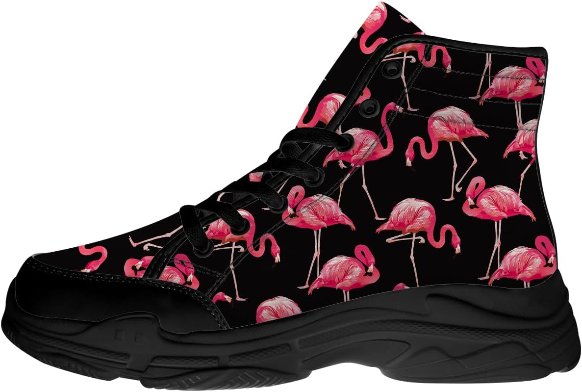 

Женские кроссовки Flamingo на высокой подошве с шнуровкой, черные тканевые, подарок для нее и для него Quorax