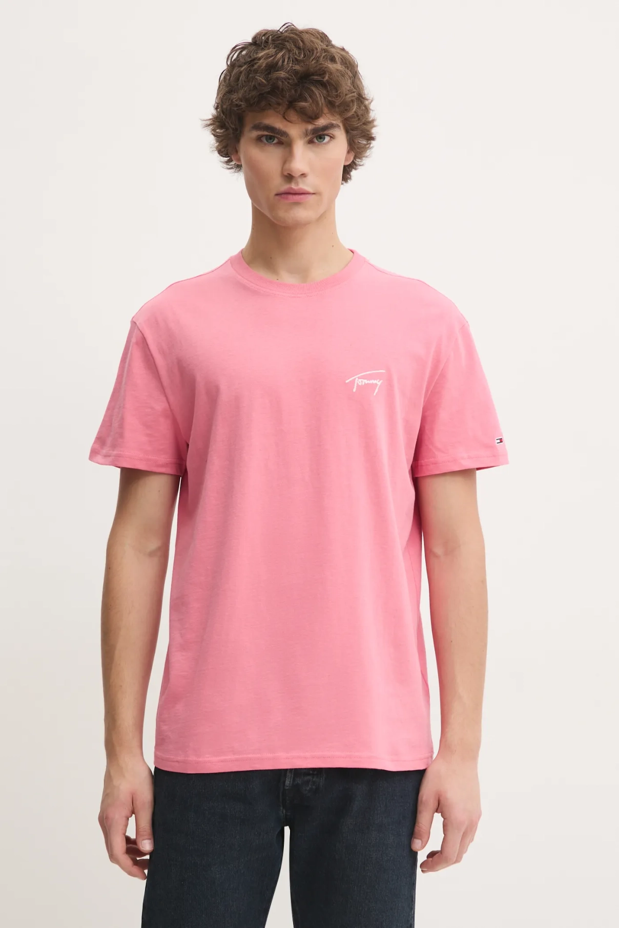 

Хлопковая футболка Tommy Jeans, розовый